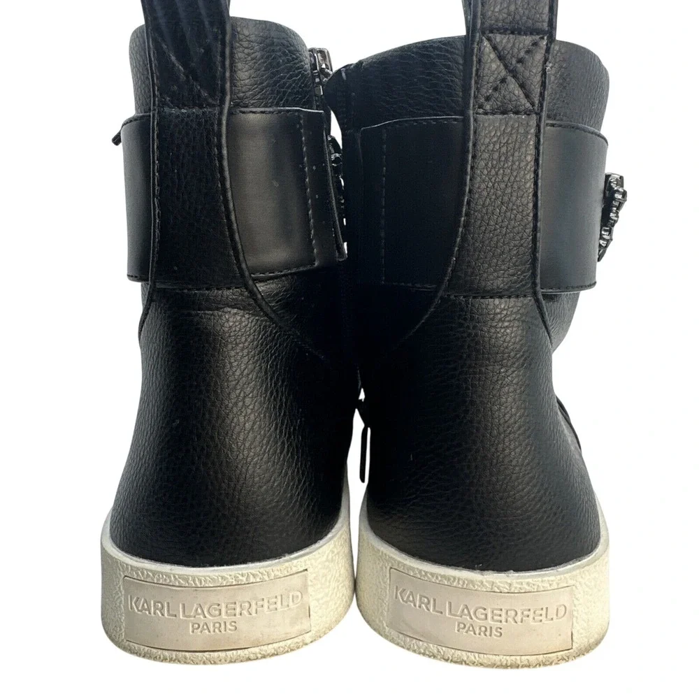 Karl Lagerfeld Paris Jeren Embellished Leather High-Top Sneakers Size 9‎ - Picture 5 of 13